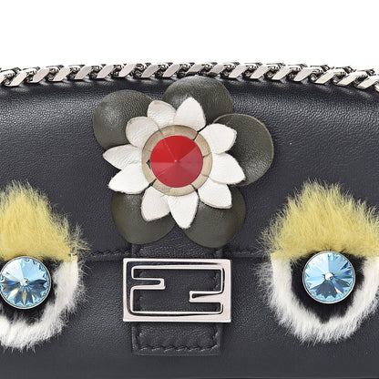 Fendi Shiny Nappa Rabbit Fur Crystal Flowerland Micro Buggie Baguette Black Mojito Multicolor 13 of 13