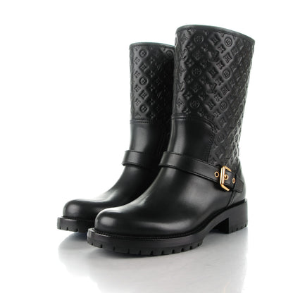 Louis Vuitton Calfskin Embossed Monogram Rebellion Half Boots 36.5 Black 3 of 8