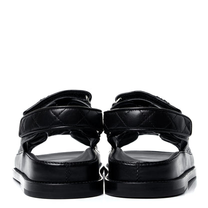 Chanel Lambskin Velcro Dad Sandals 35 Black 6 of 10