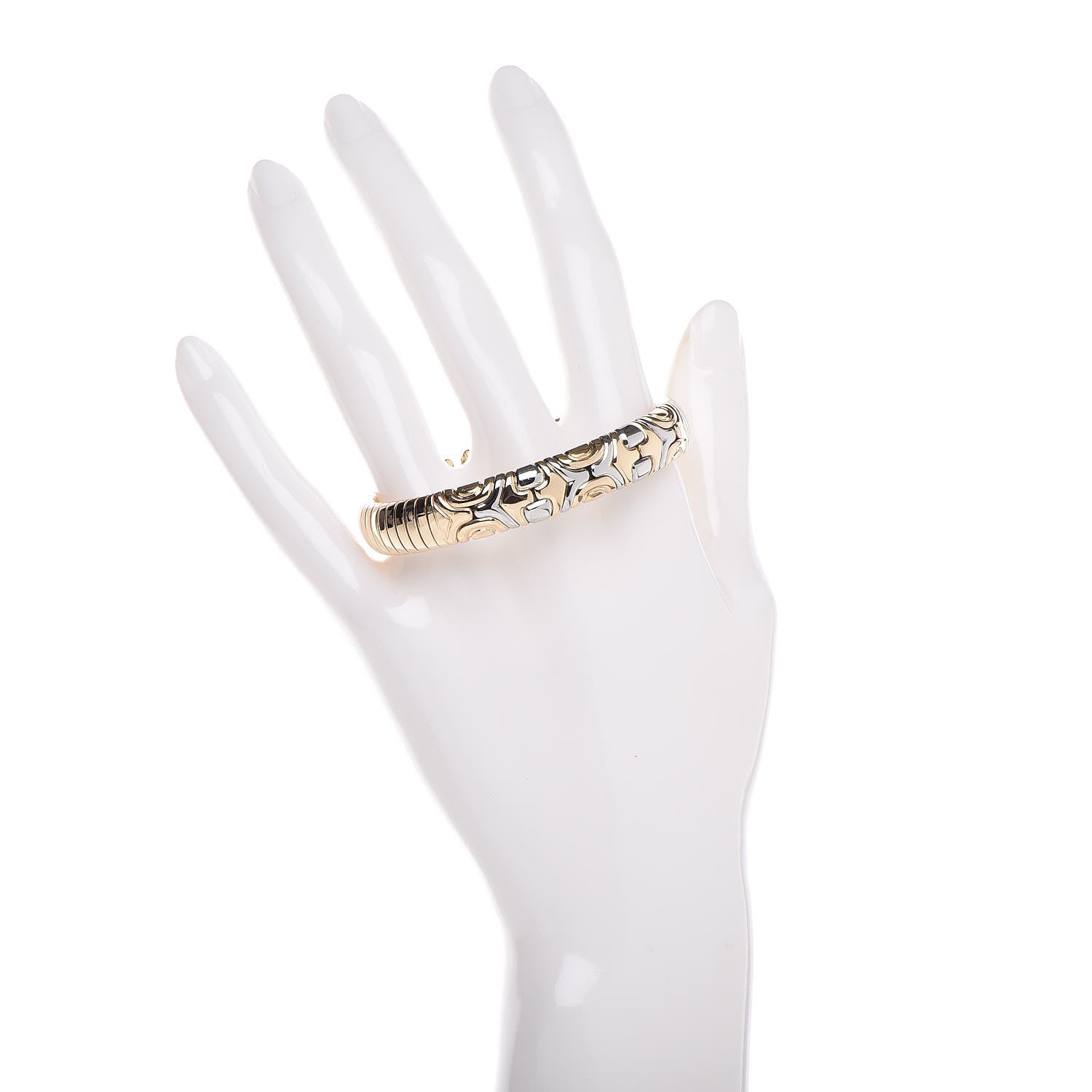 Bulgari 18K Yellow Gold Stainless Steel 10mm Parentesi Bracelet 2 of 4
