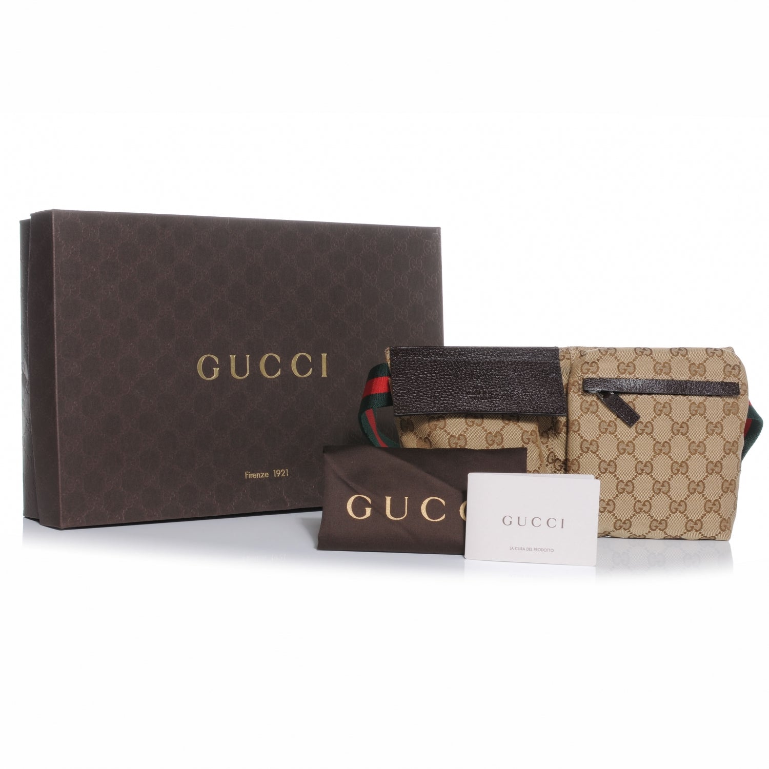 Gucci GG Monogram Web Double Pocket Belt Bag Ebony 3 of 5