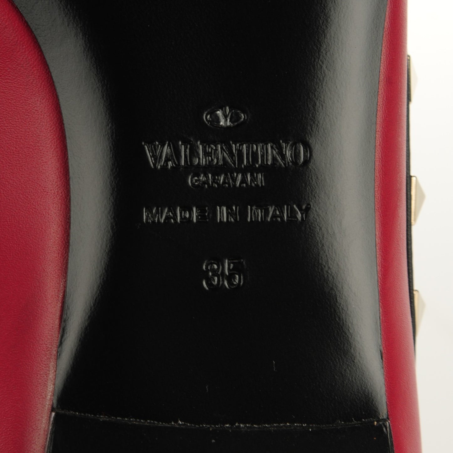 Nappa Rockstud Ballerina Flats 35 Scarlet Black