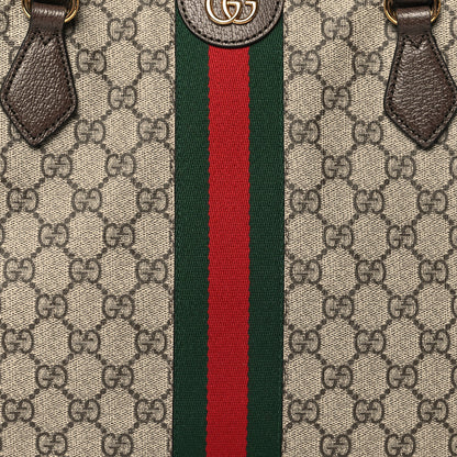 Gucci GG Supreme Monogram Textured Calfskin Web Medium Ophidia Shopping Tote Beige Ebony New Acero 9 of 11