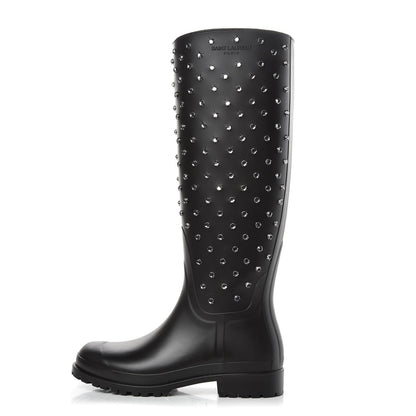 Saint Laurent Rubber Crystal Rain Boots 36 Black 1 of 8