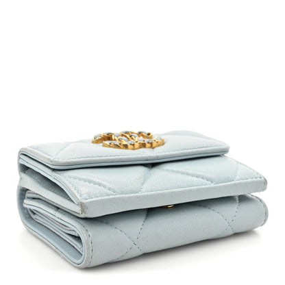 Chanel Lambskin Quilted Chanel 19 Flap Card Holder Light Blue 4 of 13