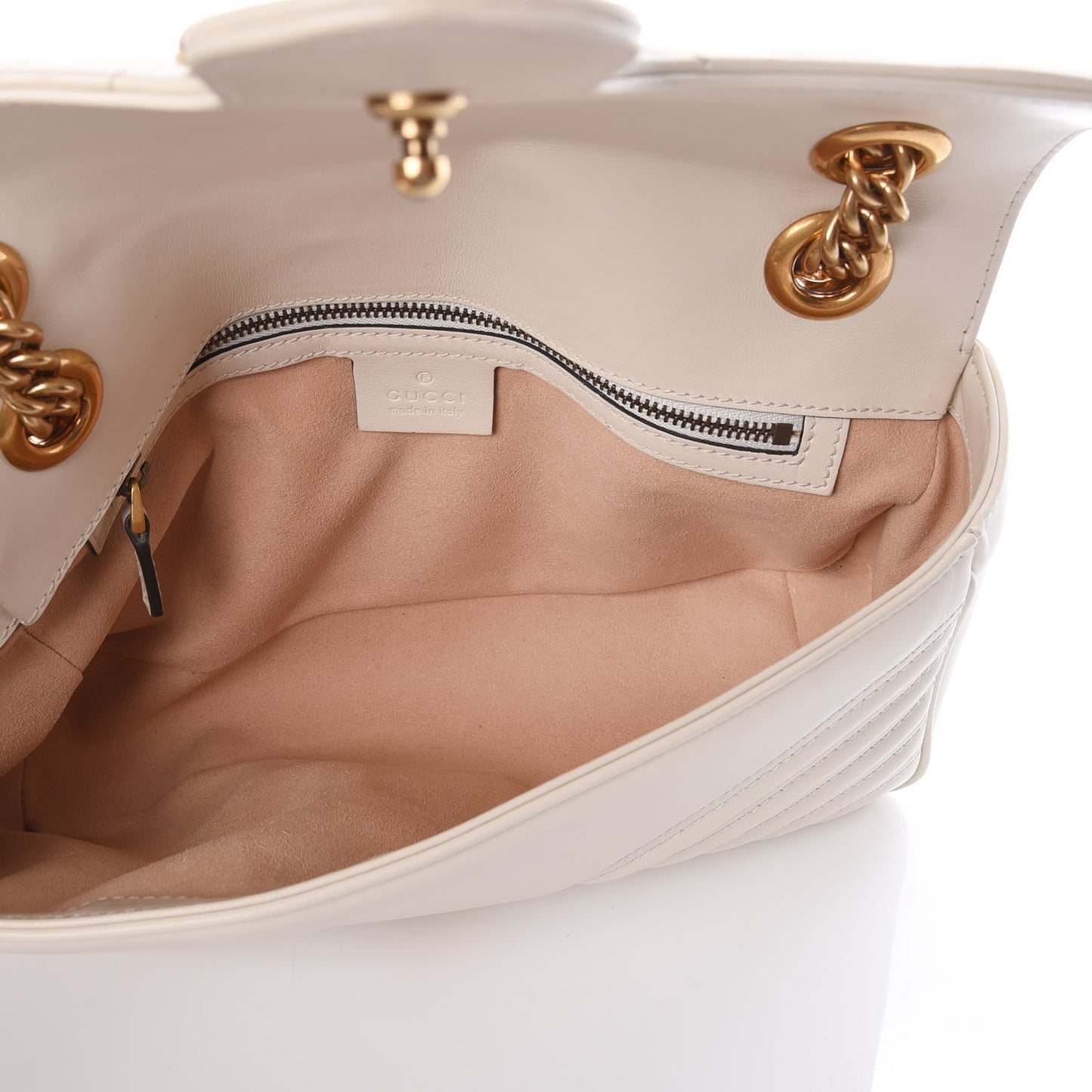 Calfskin Matelasse Small GG Marmont Shoulder Bag White