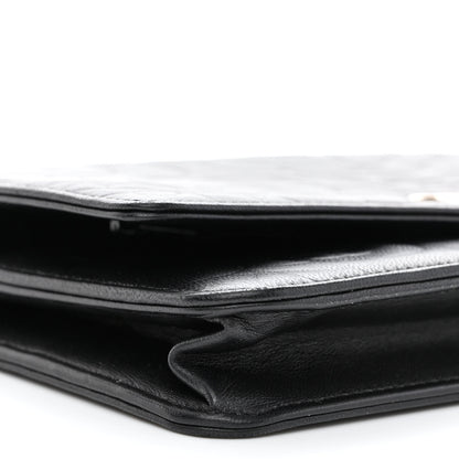 Chanel Lambskin Camellia Embossed Wallet on Chain WOC Black 10 of 12