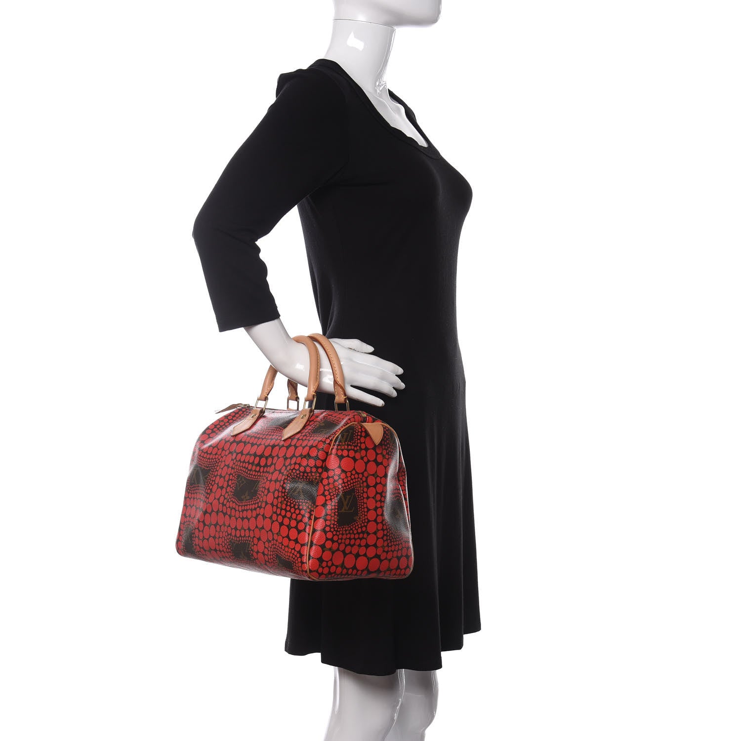 Louis Vuitton Monogram Kusama Town Speedy 30 Red 2 of 11