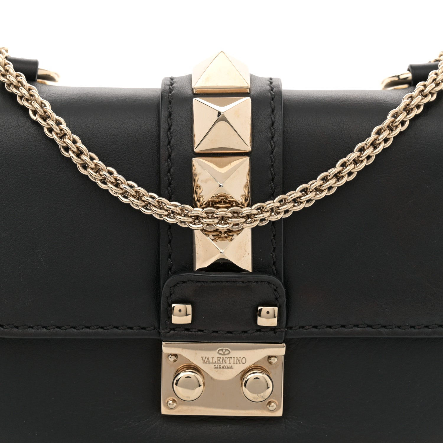 Valentino Garavani Vitello Mini Glam Lock Rockstud Flap Black 8 of 12