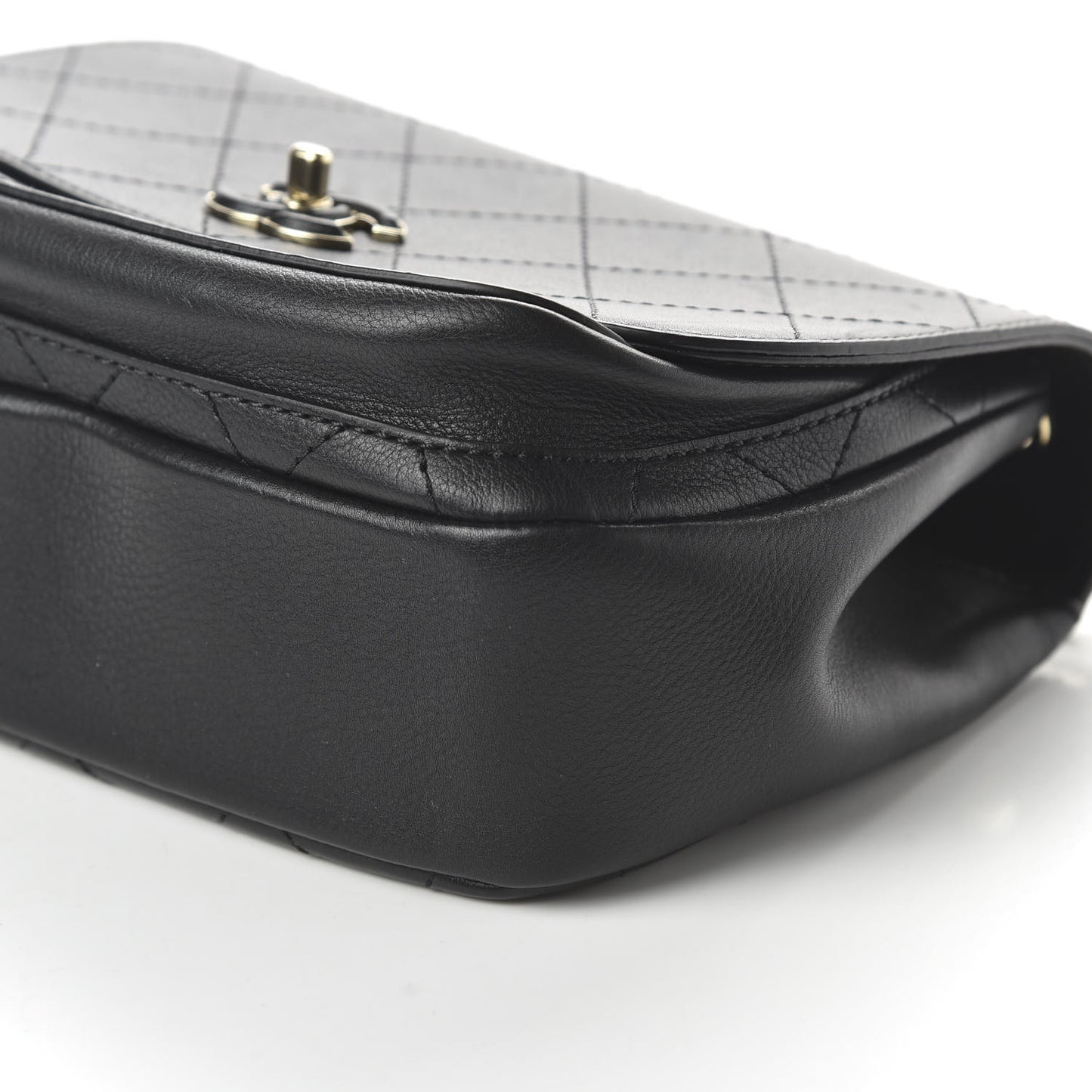 Calfskin Stitched Small Flap Bag Black