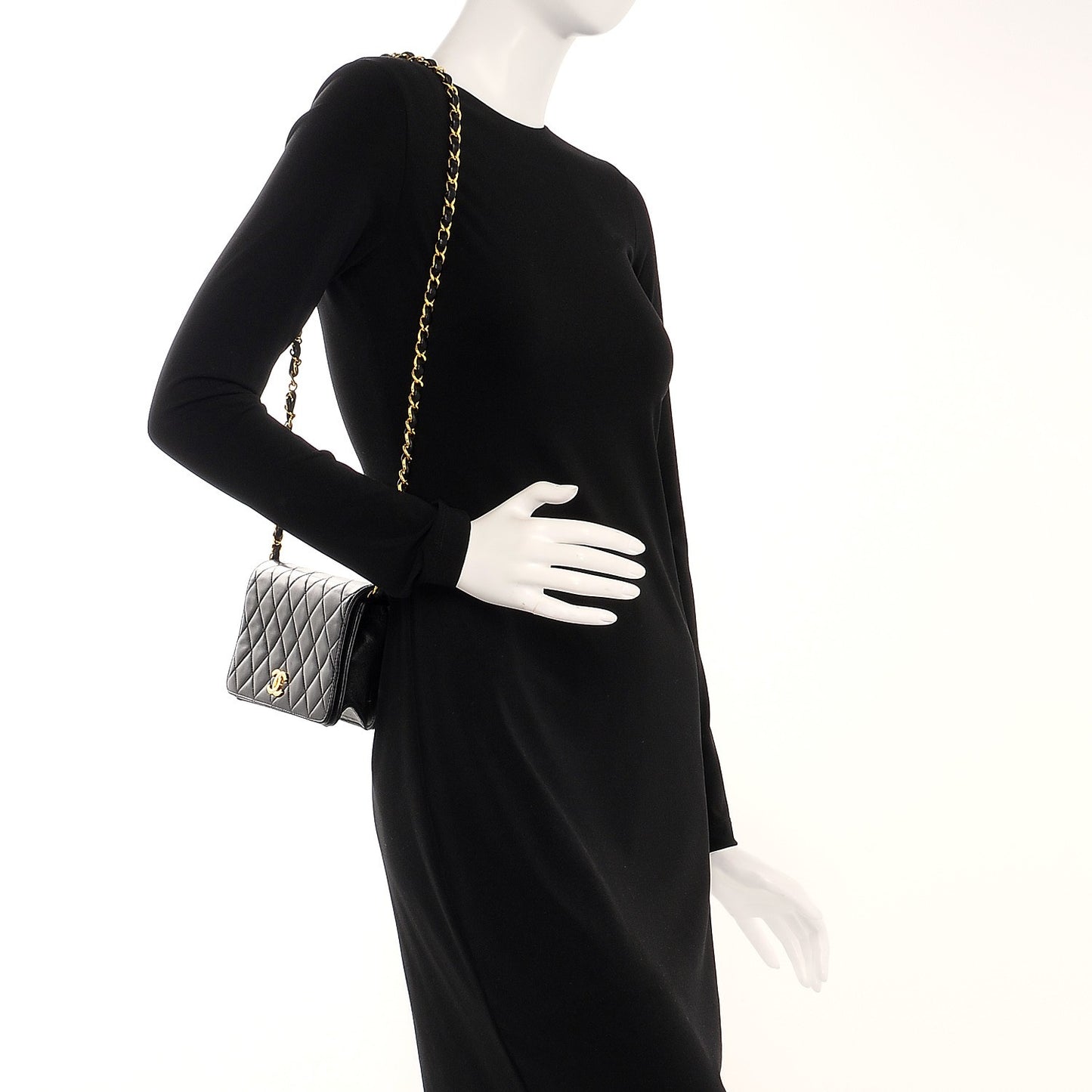 Lambskin Quilted Small Single Flap Bag Black