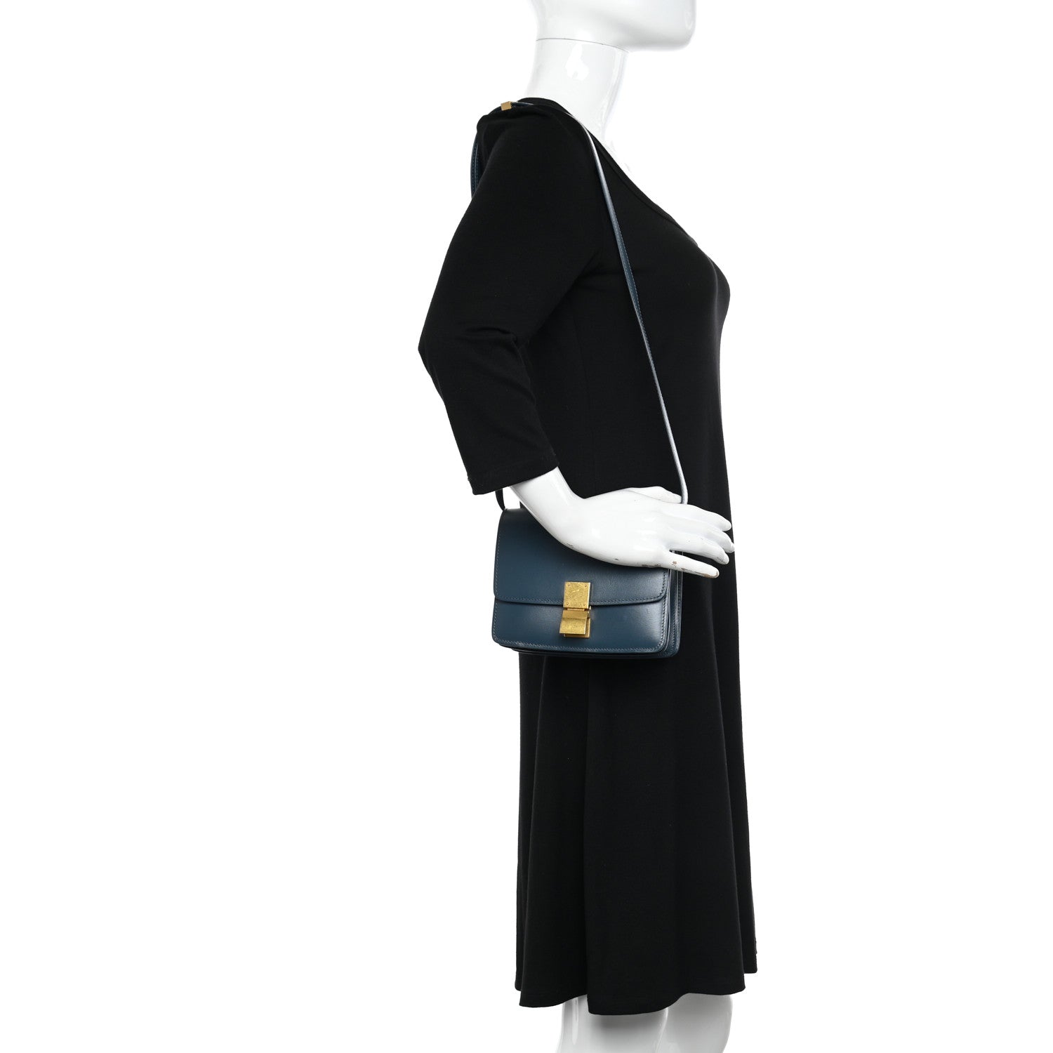 Celine Box Calfskin Small Classic Box Flap Bag Petrol 2 of 11