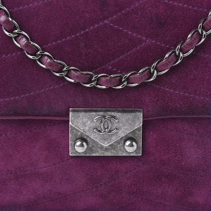 Chanel Suede Lambskin Scallop Quilted Medium Pagoda Flap Purple 10 of 10