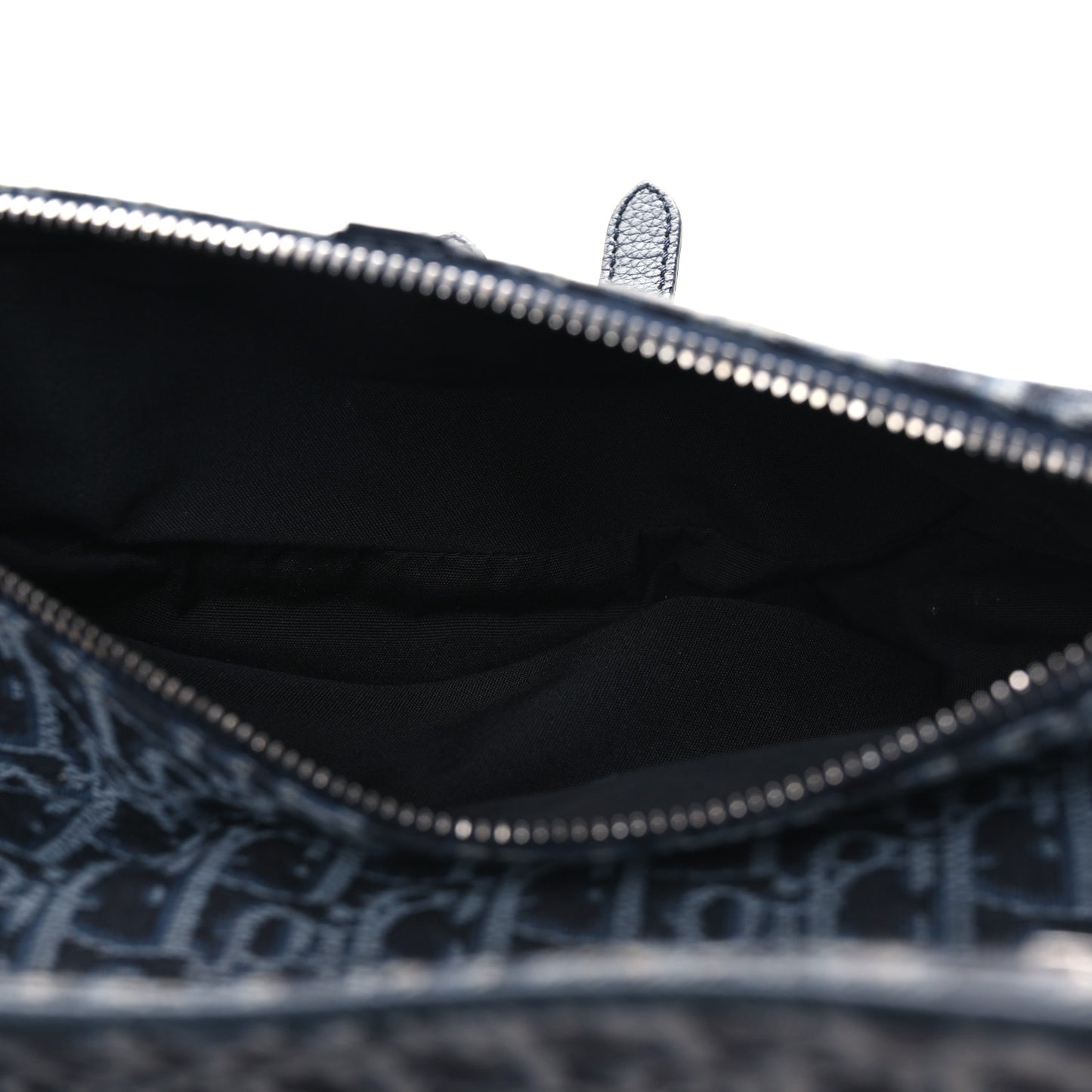 Grained Calfskin Oblique Mens Saddle Bag Black Black Blue