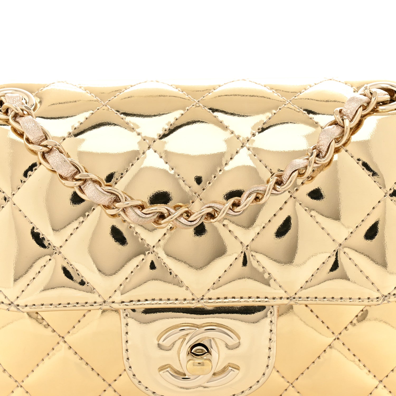 Chanel Mirror Calfskin Metallic Calfskin Quilted Hollywood Boulevard Mini Flap With Star Coin Purse Gold 9 of 12