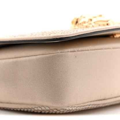 Versace Satin Crystal Medusa Chain Clutch Beige 8 of 10
