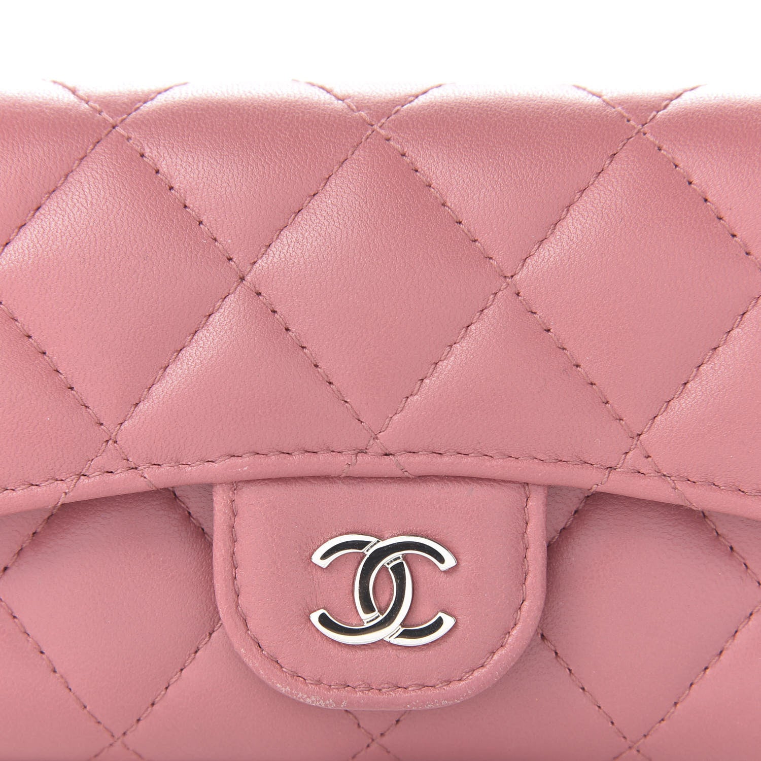 Chanel Lambskin Quilted Flap Card Holder Wallet Pink 11 of 11