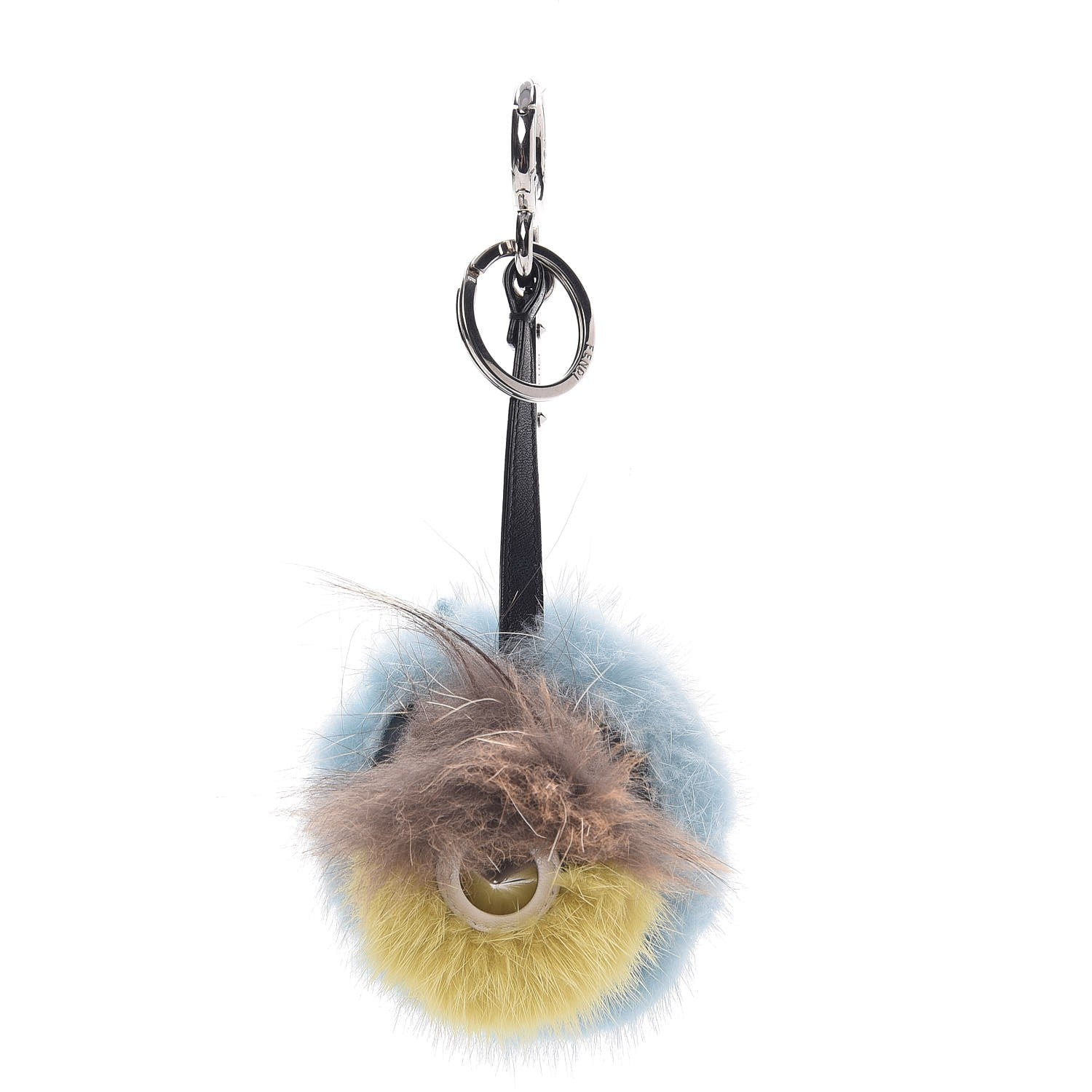 Fendi Mink Fox Fur QuTweet Softweet Bag Bug Charm Azzurro 1 of 4