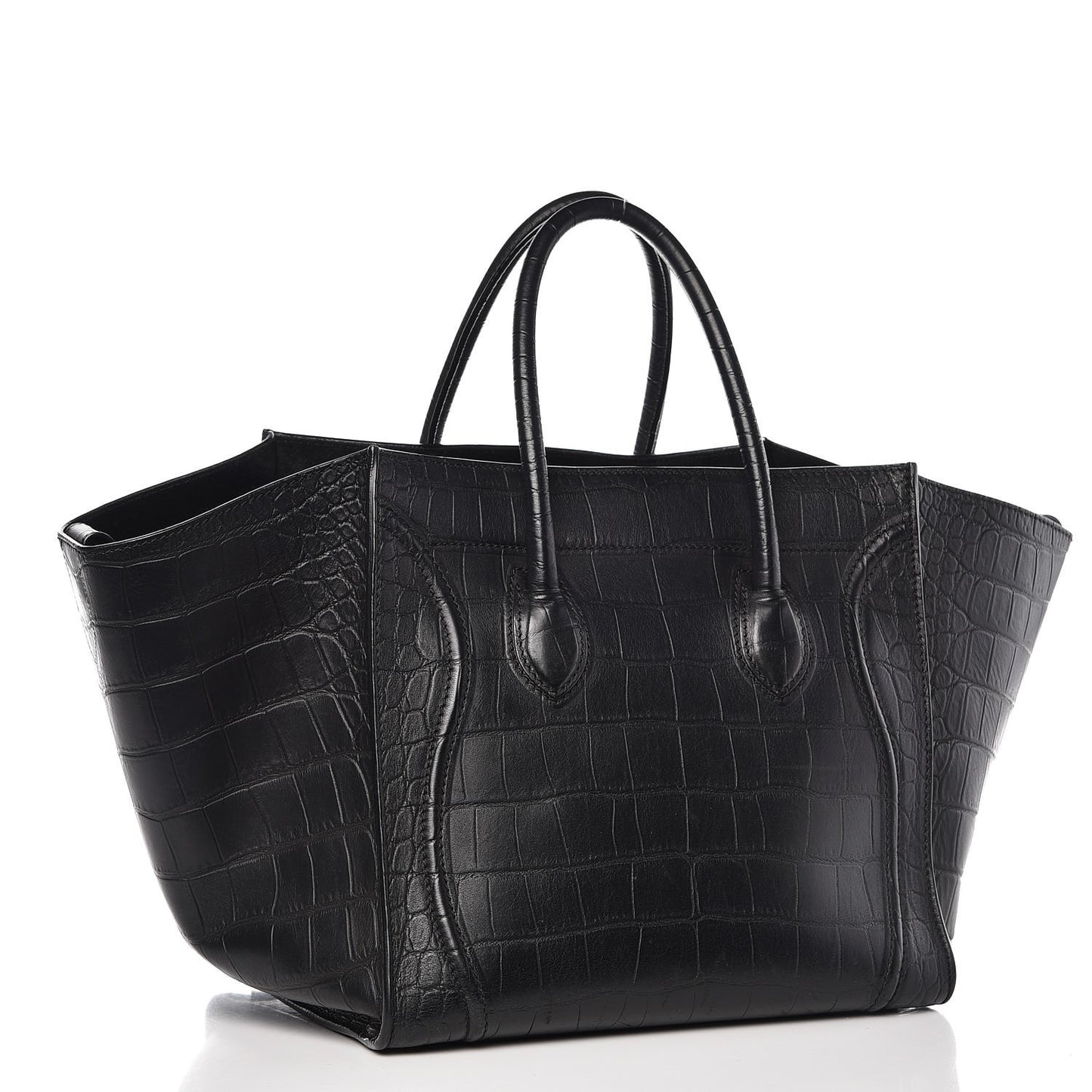 Crocodile Embossed Calfskin Medium Phantom Luggage Black