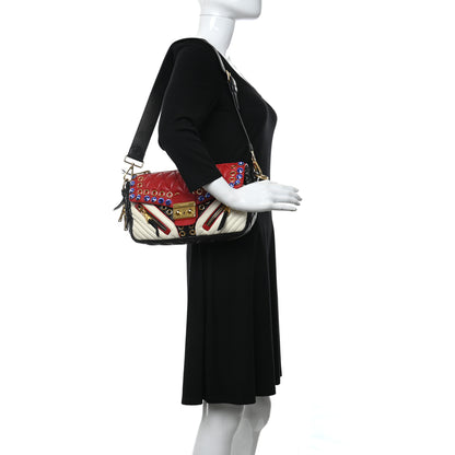 Miu Miu Nappa Matelasse Biker Shoulder Bag Red White Black 2 of 16