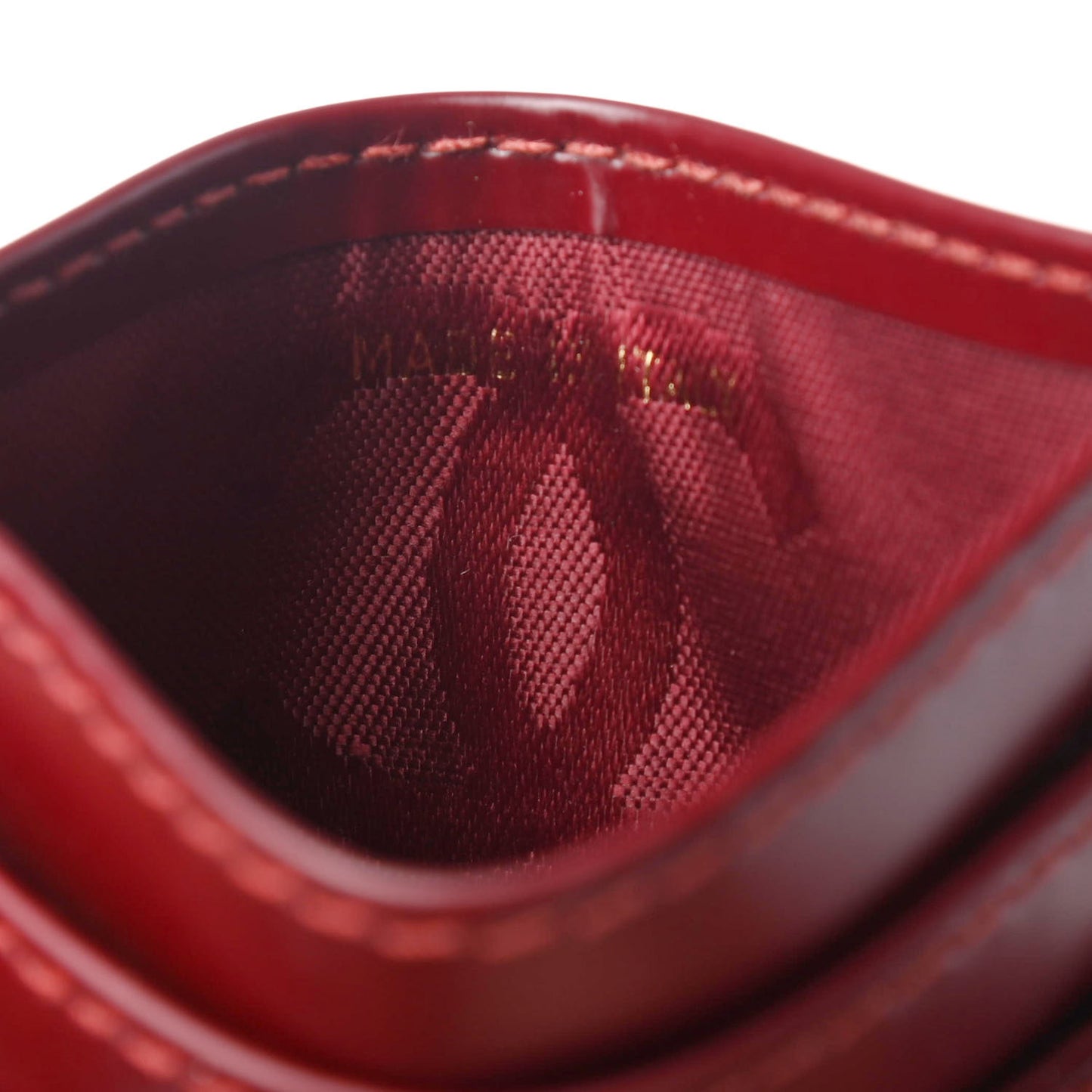 Calfskin Diamond Stitched Card Holder Red