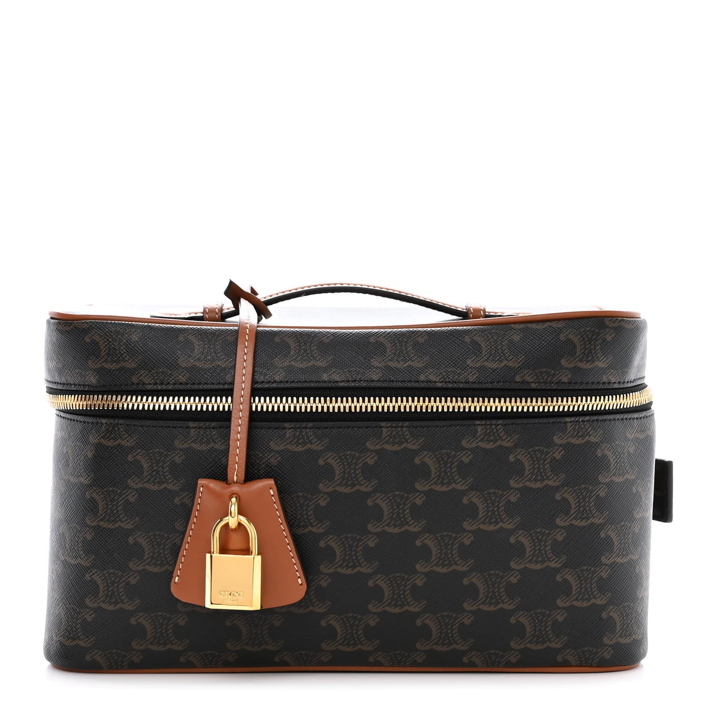 Triomphe Canvas Calfskin Vanity Case Tan