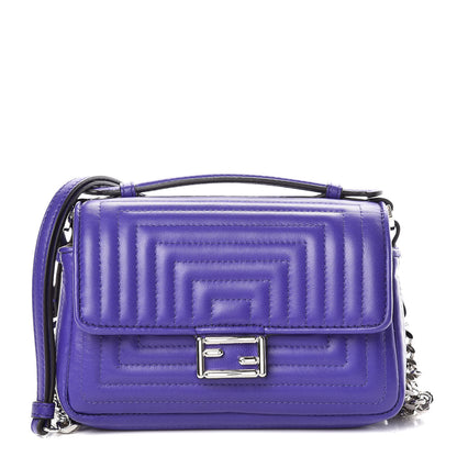Fendi Shiny Nappa Trapuntata Micro Double Baguette Purple 1 of 10