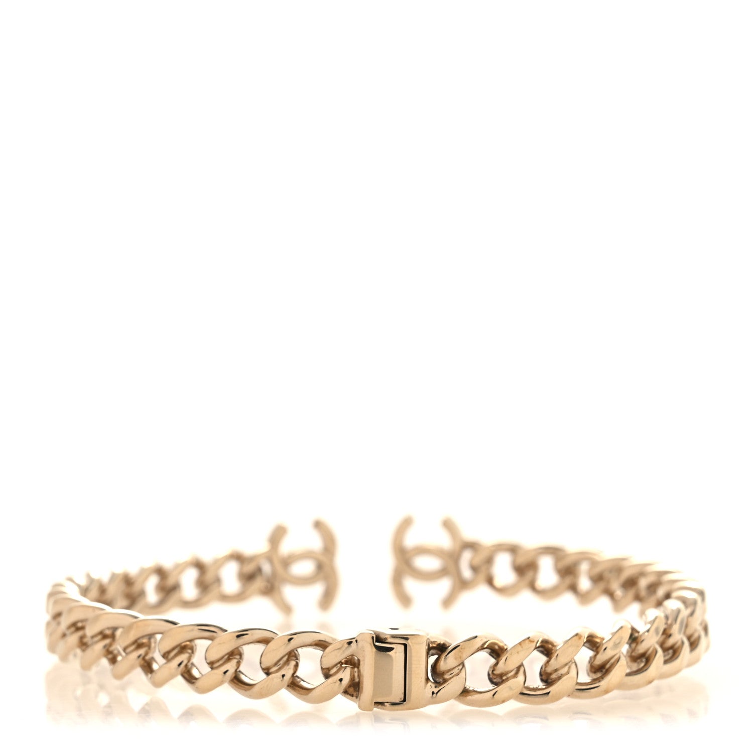 Chanel Metal CC Chain Link Choker Necklace L Gold 3 of 4