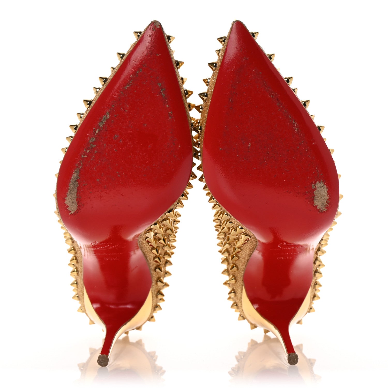 Christian Louboutin Glitter Mini Specchio Follies Spikes 100 Pumps 39.5 Gold 6 of 8