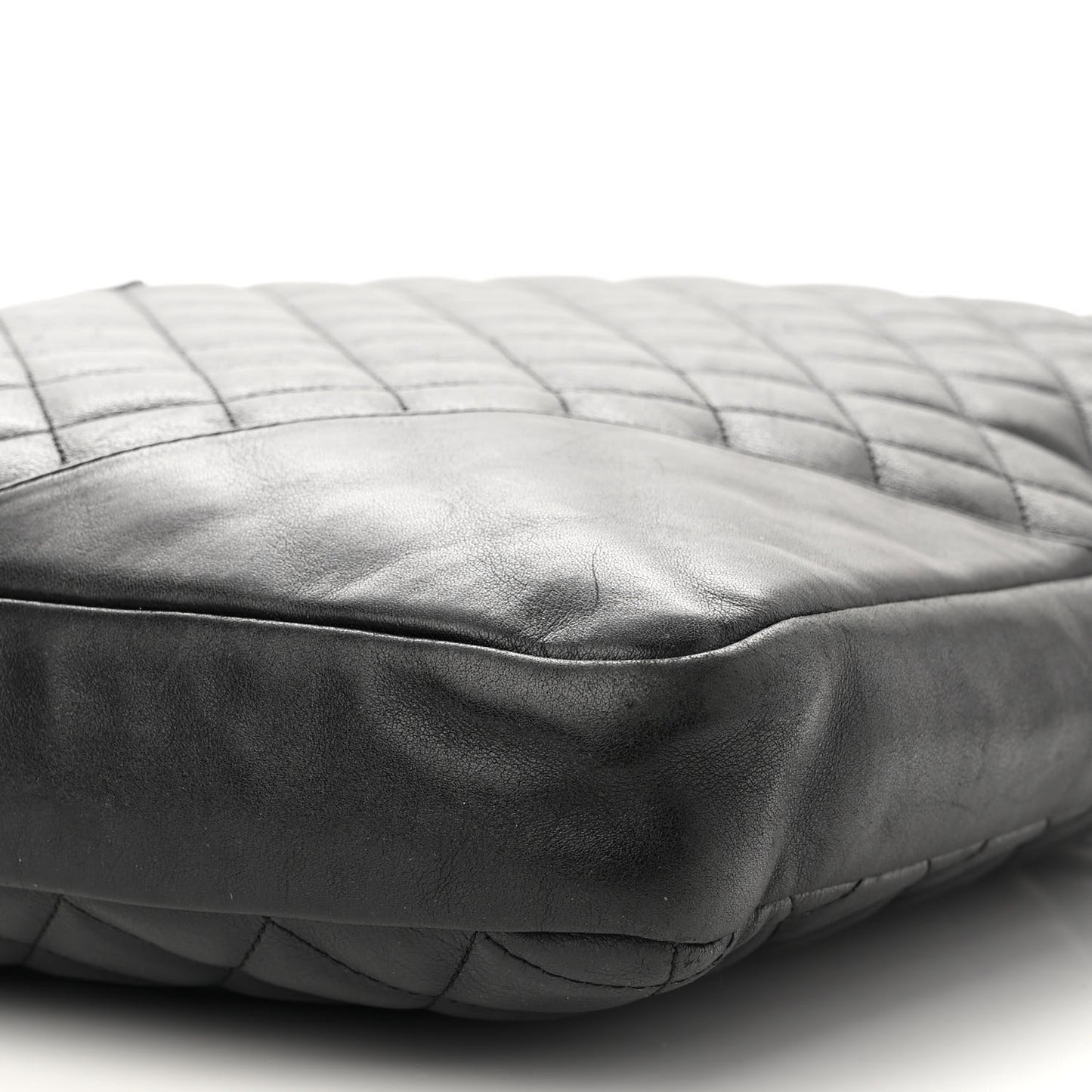 Calfskin Quilted Large Cambon Messenger Black