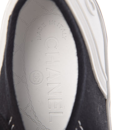 Chanel Canvas Lace Up Cap Toe Sneakers 38 Black 8 of 11
