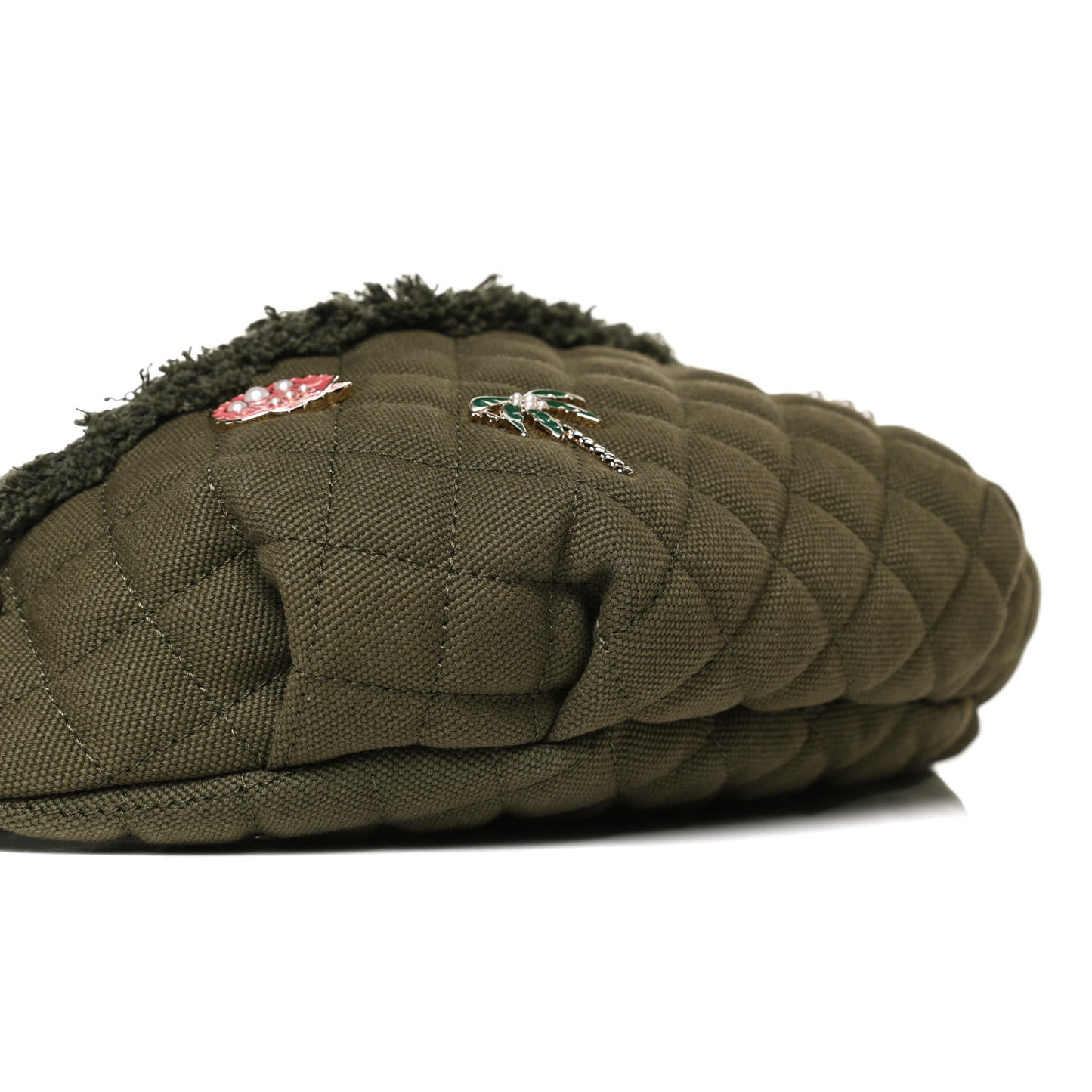 Canvas Lambskin Quilted Coco Cuba Charms Waist Bag Khaki