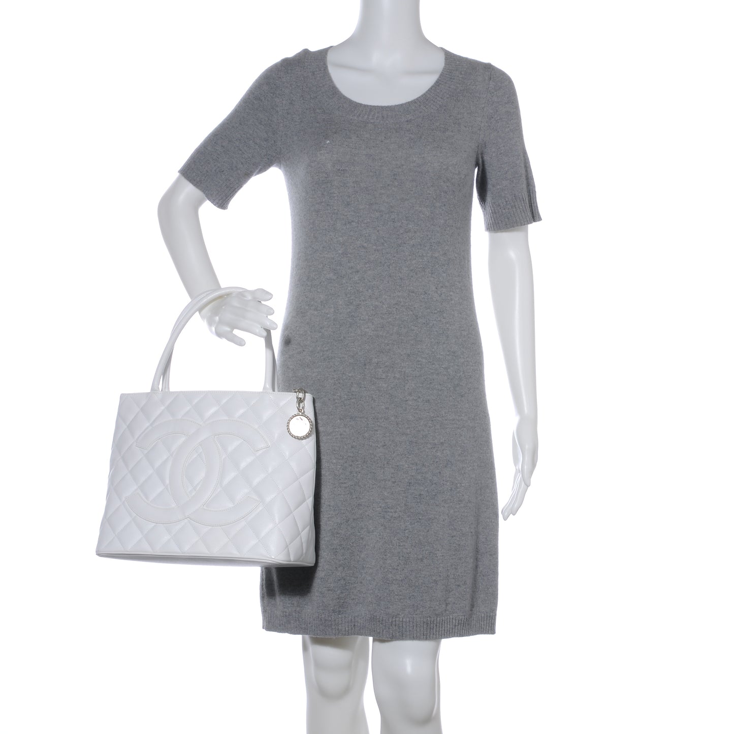 Caviar Medallion Tote White