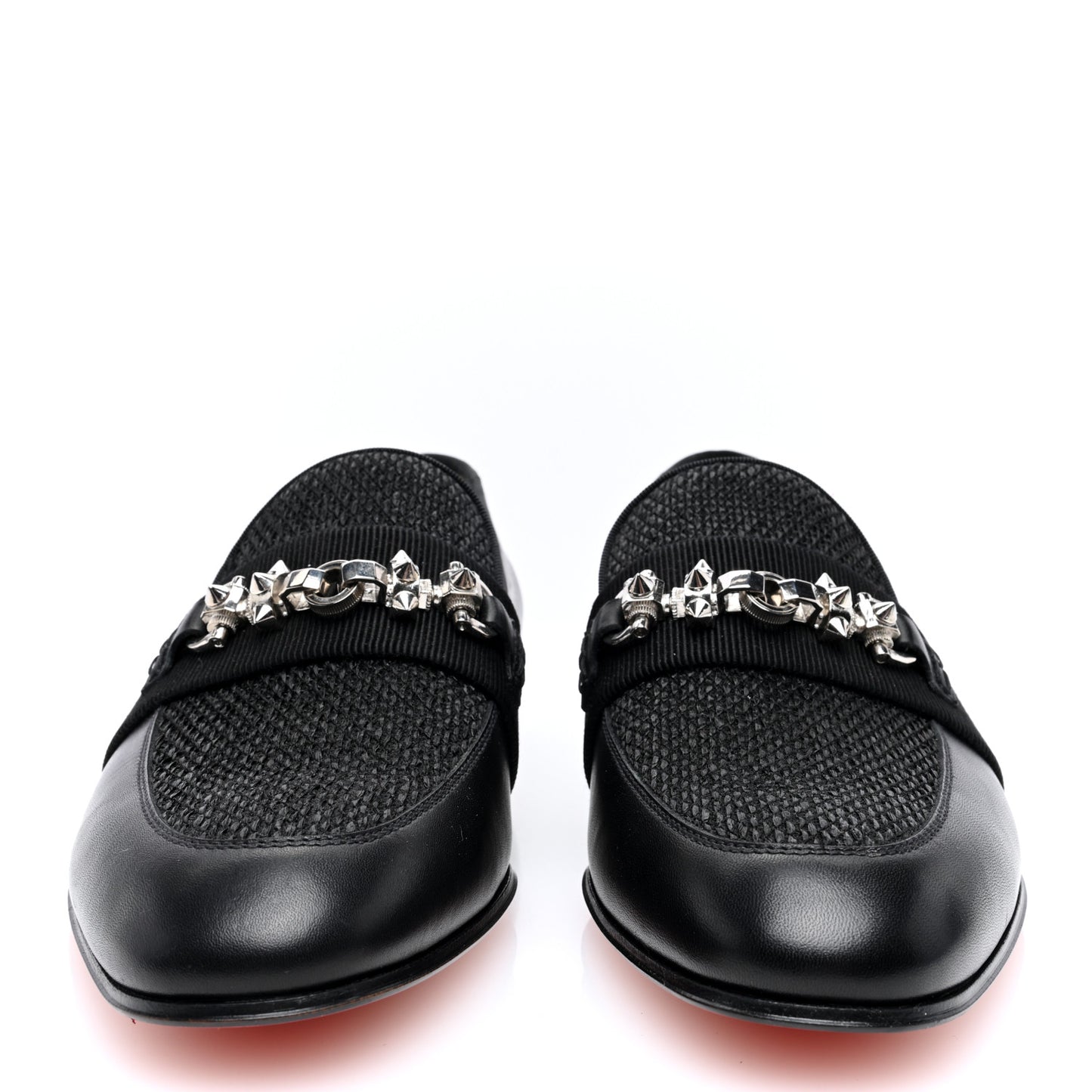 Calfskin Mens Penny Flat Loafers 7 Silver Black