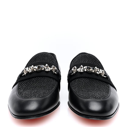 Christian Louboutin Calfskin Mens Penny Flat Loafers 7 Silver Black 3 of 8