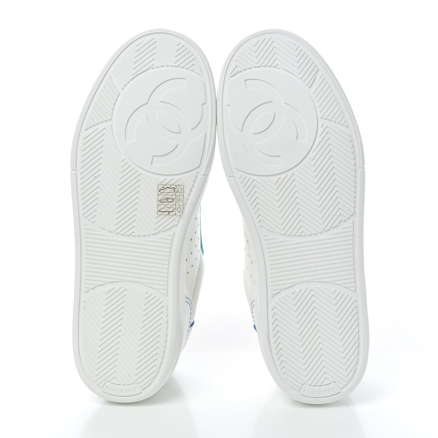 Calfskin Womens Logo Sneakers 37 White Blue