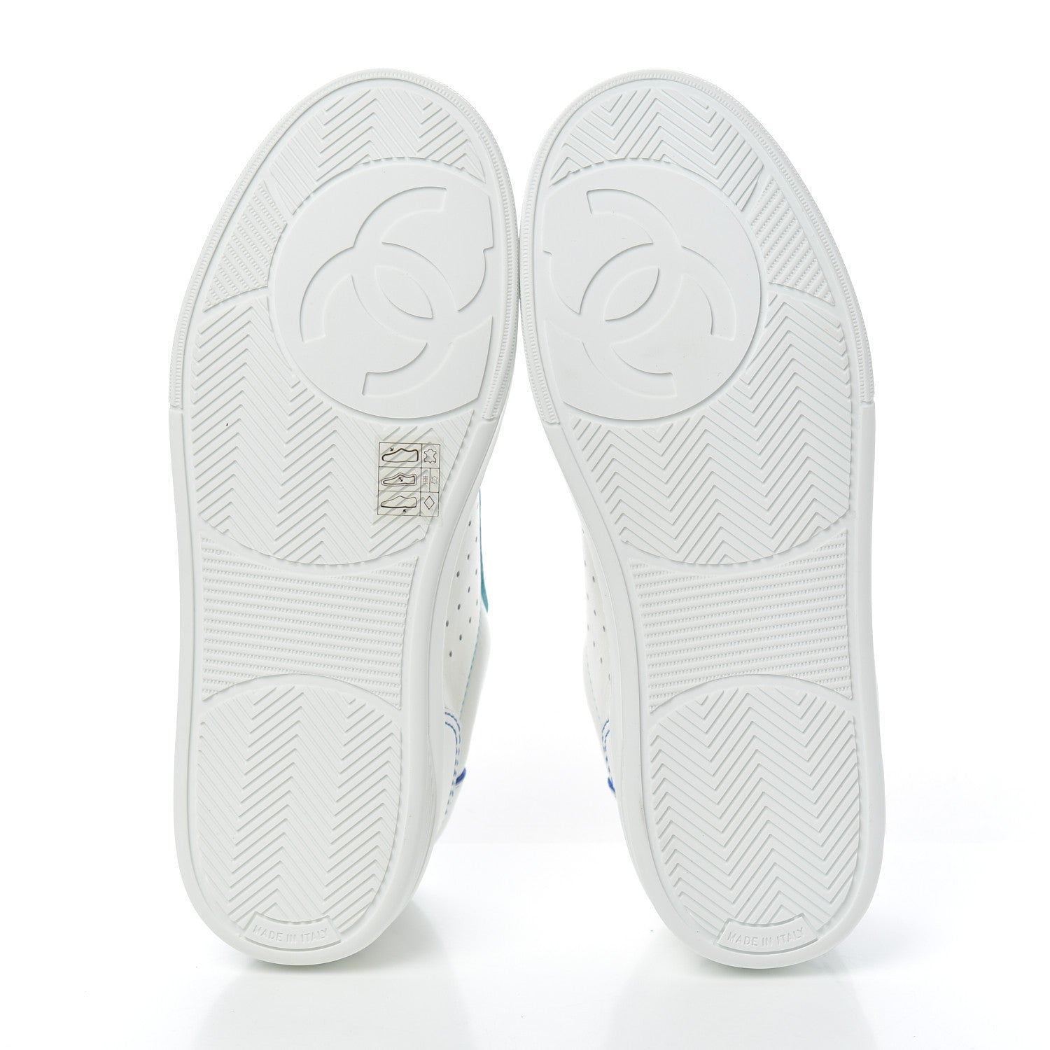 Chanel Calfskin Womens Logo Sneakers 37 White Blue 5 of 9