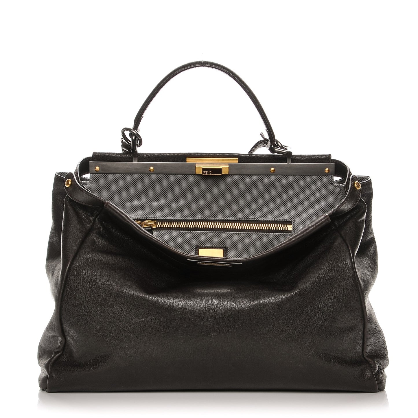 Goatskin Large Peekaboo Iconic Satchel Moro Grigio