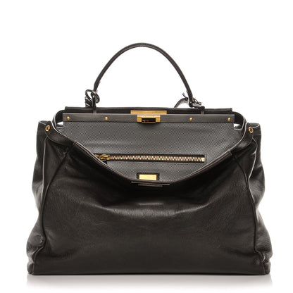 Fendi Goatskin Large Peekaboo Iconic Satchel Moro Grigio 1 of 7