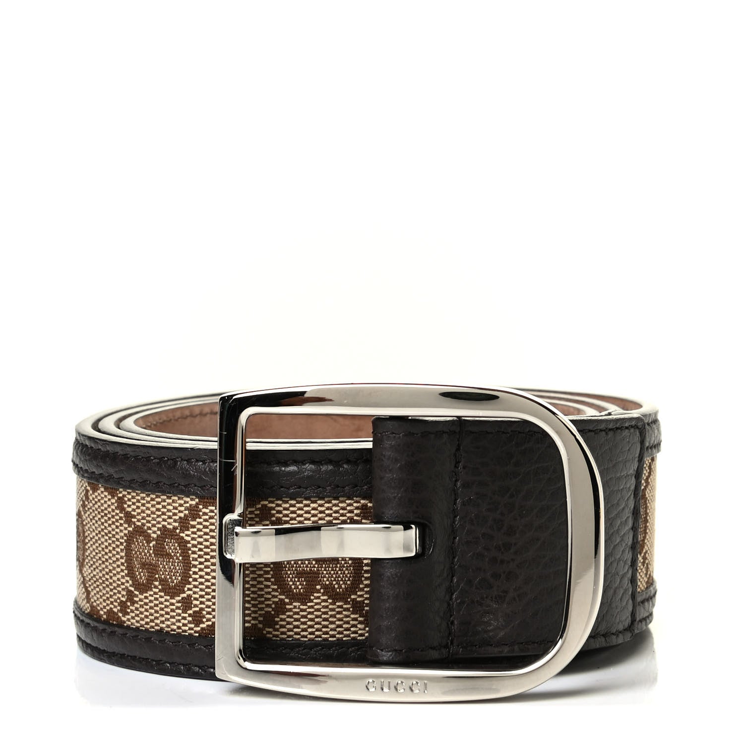 Gucci Monogram Dollar Calfskin 40mm Belt 90 36 Beige Ebony Testa di Moro 1 of 5
