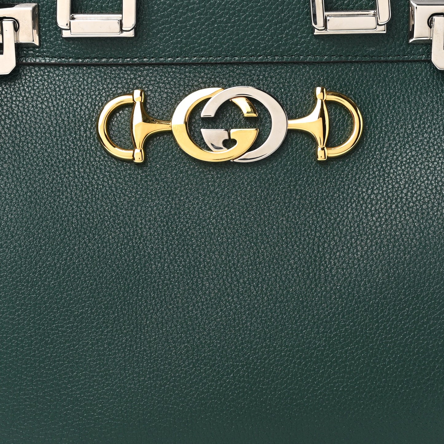 Grainy Calfskin Small Zumi Top Handle Bag Vintage Green