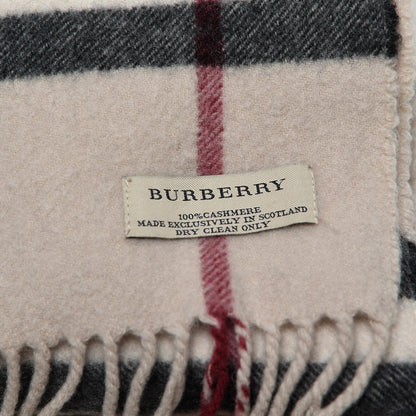 Burberry Cashmere Giant Check Fringe Scarf Stone 4 of 4