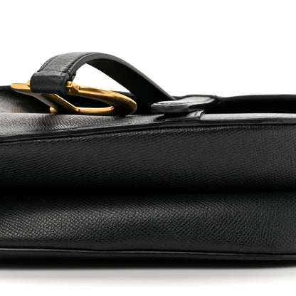 Christian Dior Grained Calfskin Saddle Bag With Strap Black 9 of 10