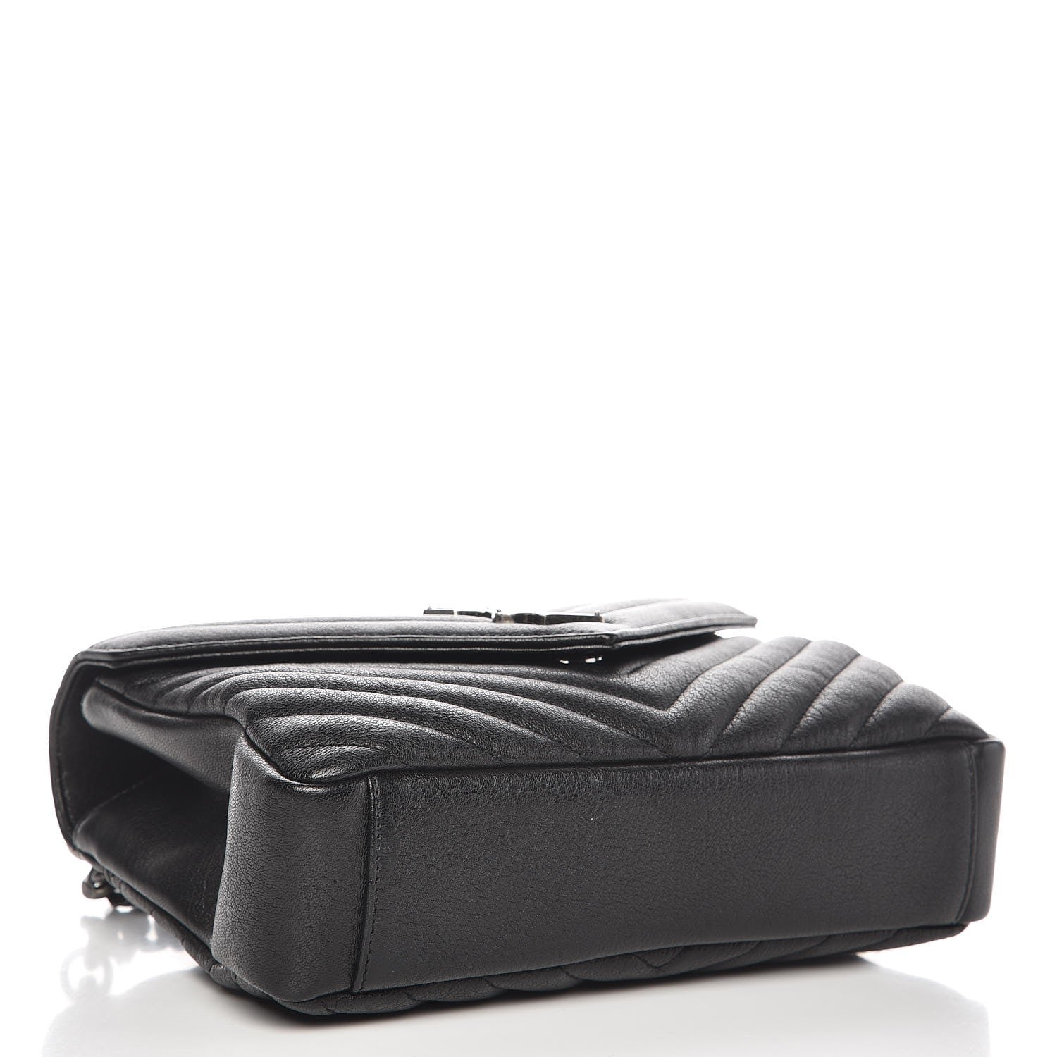 Saint Laurent Sheepskin Matelasse Chevron Monogram Medium College Bag Black 4 of 7