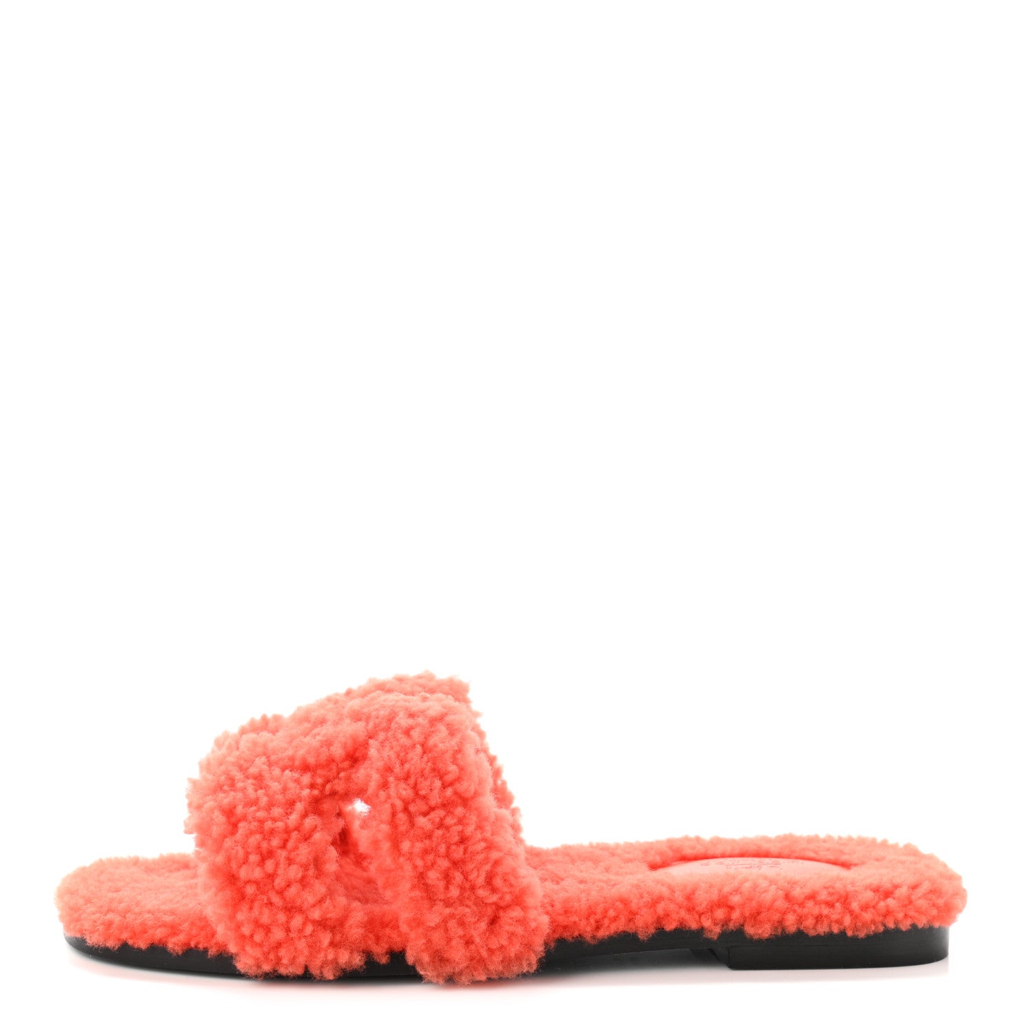 Hermes Woolskin Oran Sandals 37.5 Orange 1 of 8