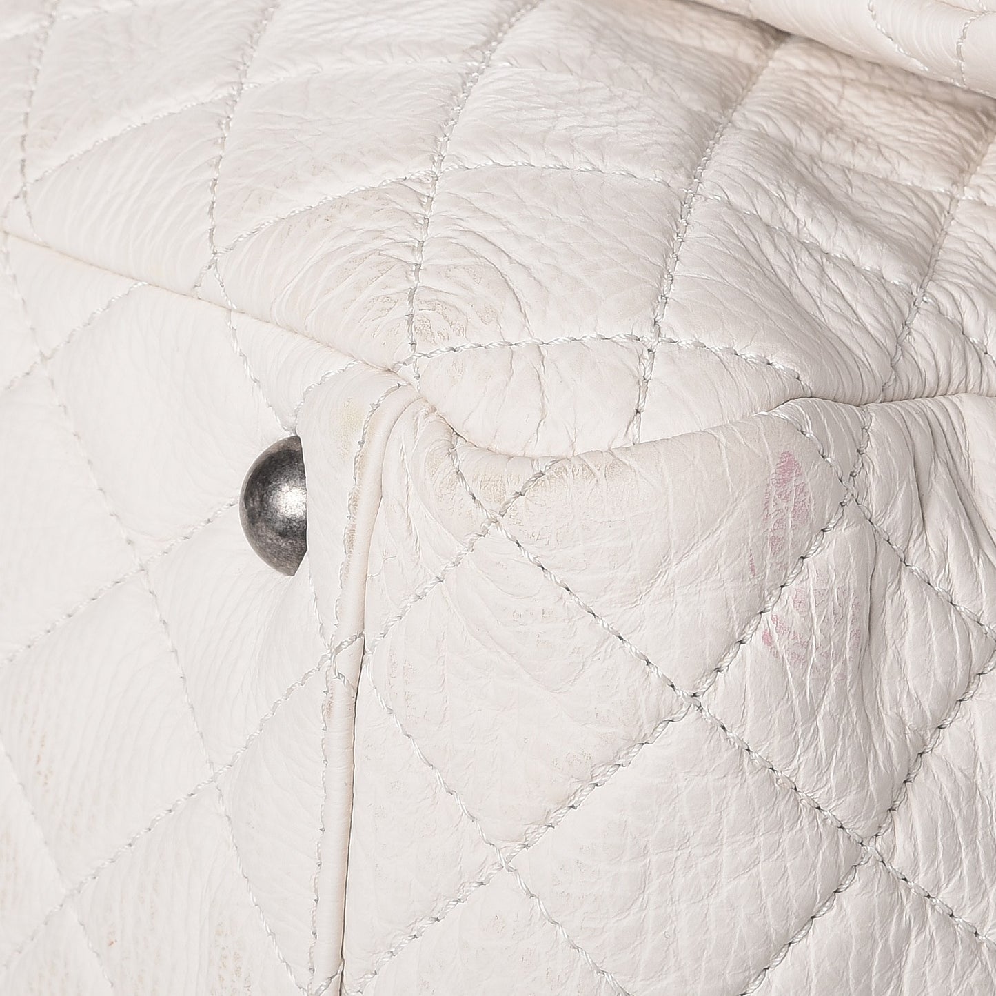 Calfskin Quilted XXL Travel Flap Bag White