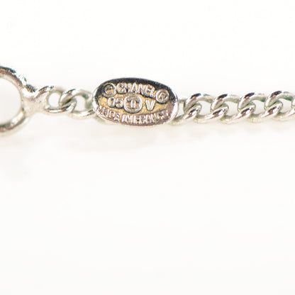 Chanel Pearl Crystal CC Necklace Silver 5 of 7