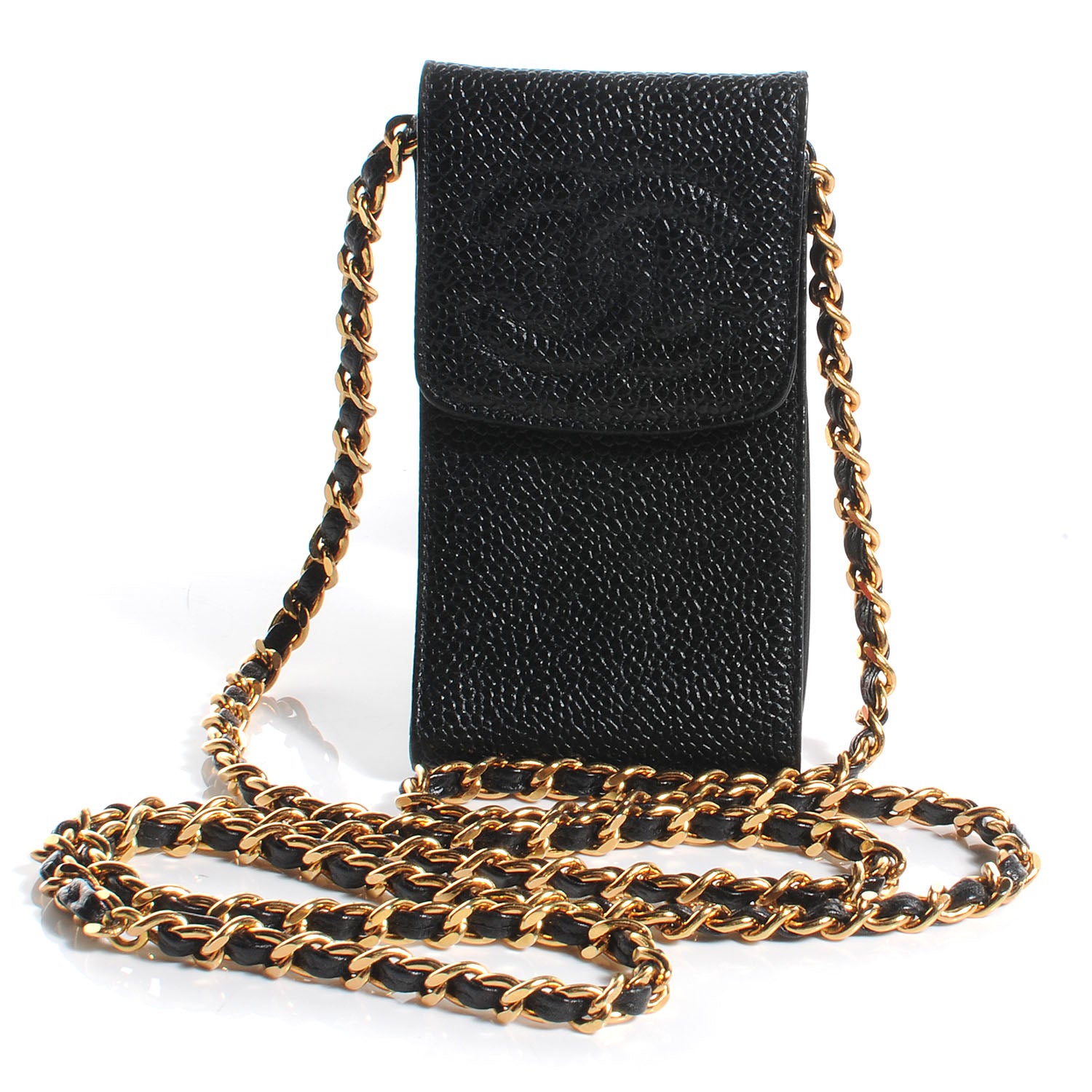 Chanel Caviar Cell Phone Case Messenger Black 1 of 7
