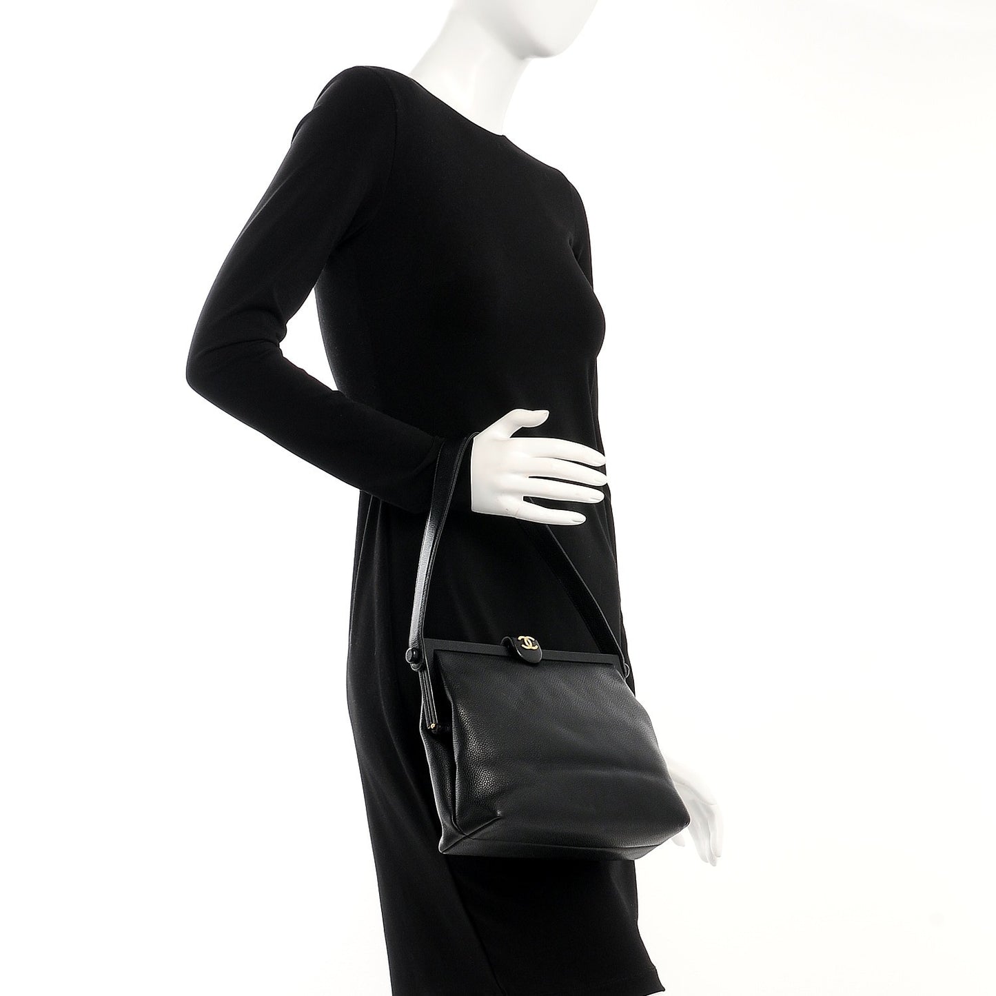 Caviar Frame Evening Bag Black