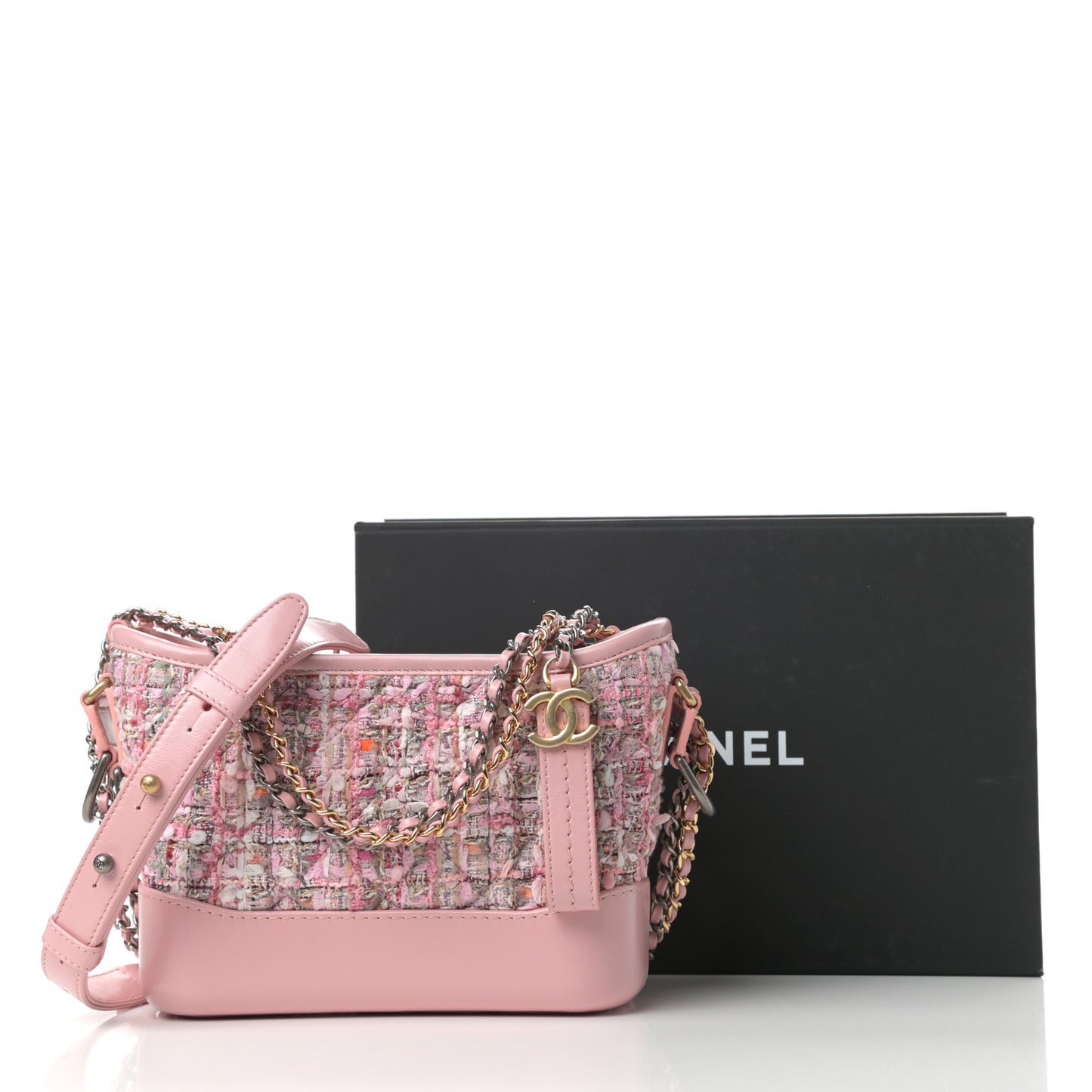 Tweed Calfskin Small Gabrielle Hobo Light Pink